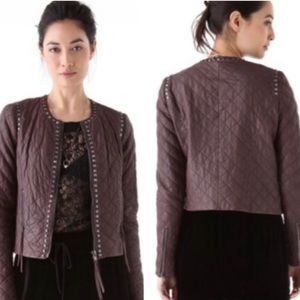 Rebecca Taylor Eggplant Studded Lamb Leather Jacket